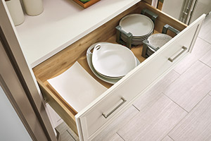 Wide Cabinet Drawer with Plate Organizer