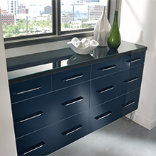 Summit acrylic cabinet drawers in Metallic Sapphire