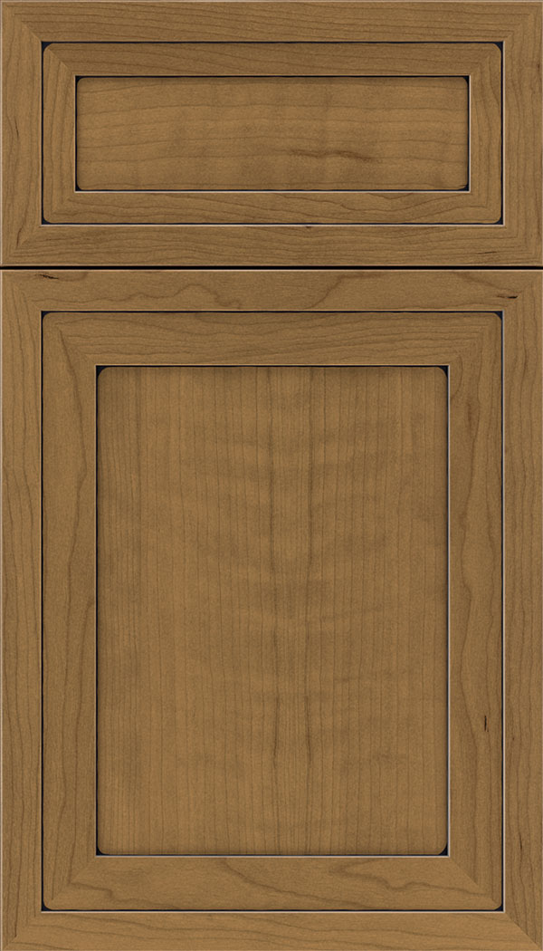 Asher 5pc Cherry flat panel cabinet door in Tuscan Black
