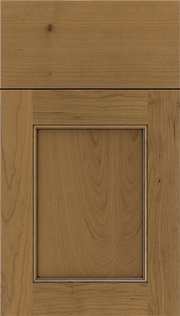 Lexington Cherry recessed panel cabinet door in Tuscan with Black glaze