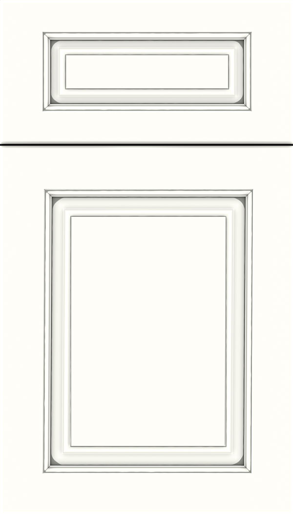 Marquis 5pc Maple raised panel cabinet door in Alabaster with Pewter glaze
