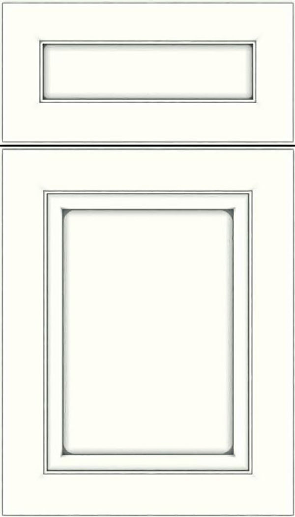 Paloma 5pc Maple flat panel cabinet door in Alabaster with Pewter glaze