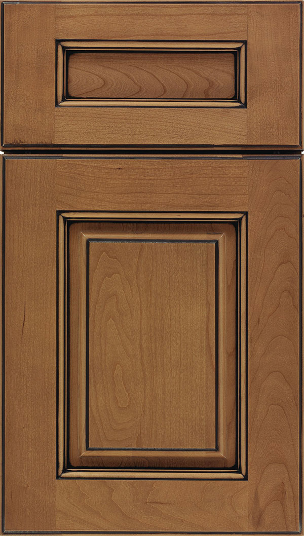 Whittington 5pc Cherry raised panel cabinet door in Tuscan with Black glaze