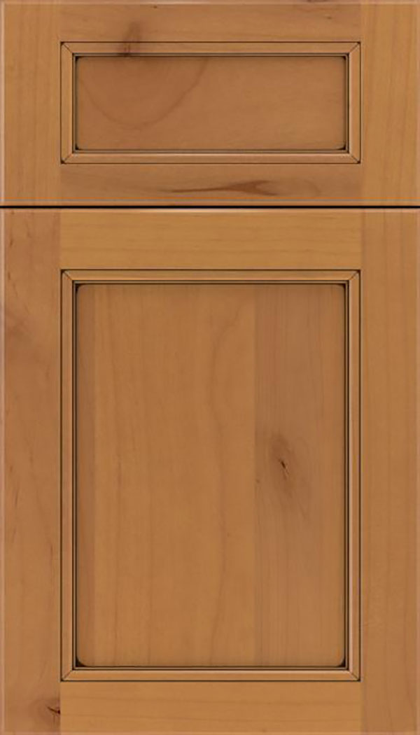 Templeton 5pc Alder recessed panel cabinet door in Ginger with Black glaze
