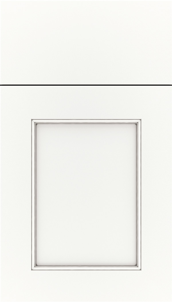 Lexington Maple recessed panel cabinet door in Whitecap with Pewter