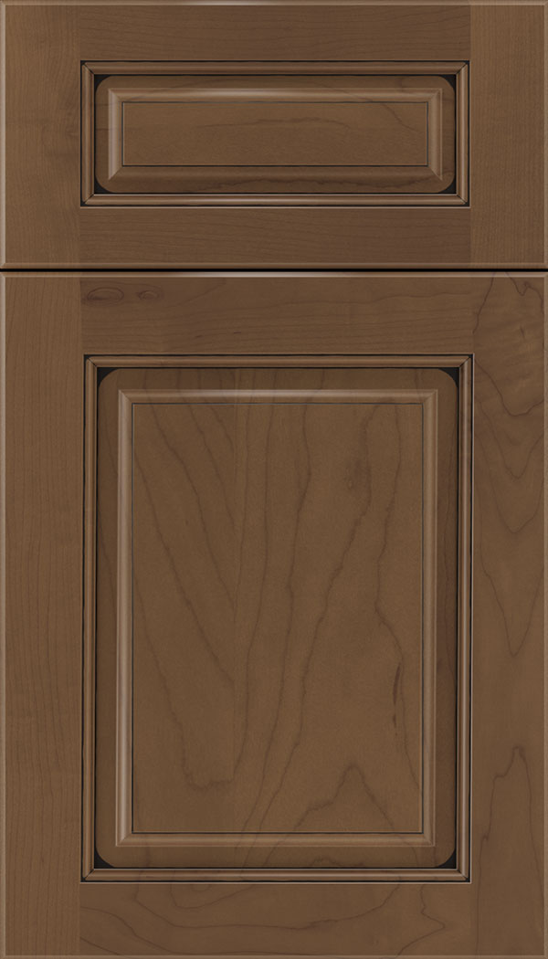 Marquis 5pc Maple raised panel cabinet door in Toffee with Black glaze