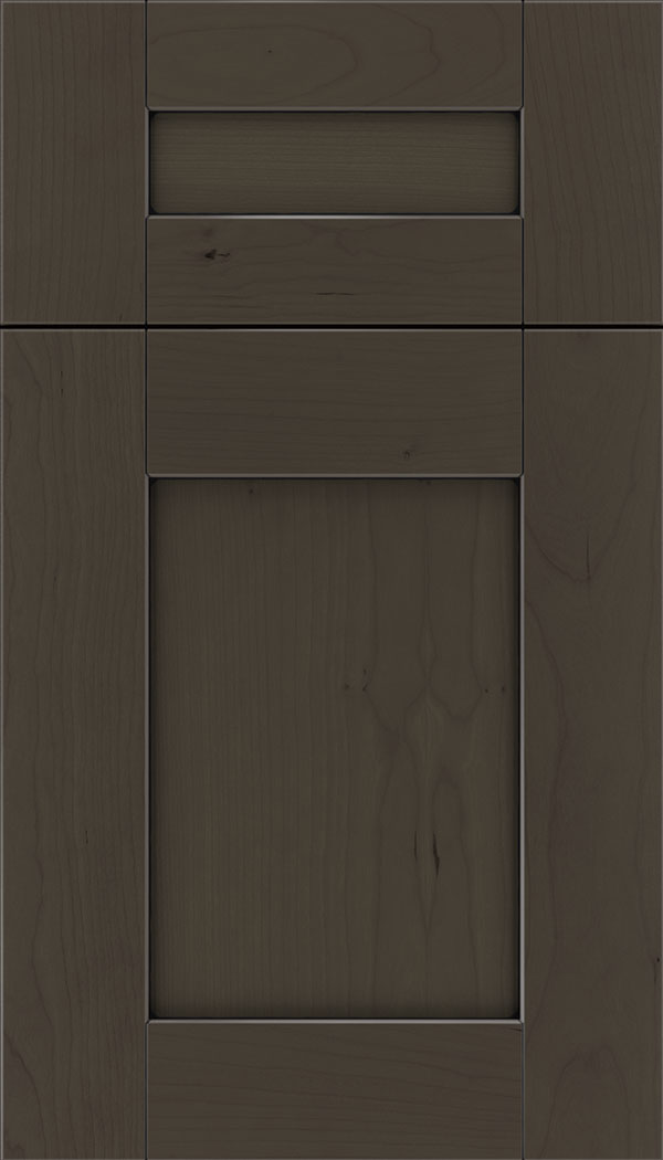 Pearson 5pc Cherry flat panel cabinet door in Thunder with Black glaze
