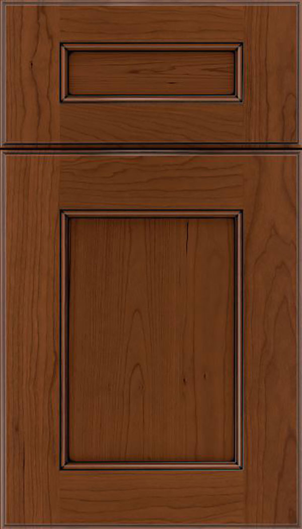 Tamarind 5pc Cherry shaker cabinet door in Sienna with Black glaze