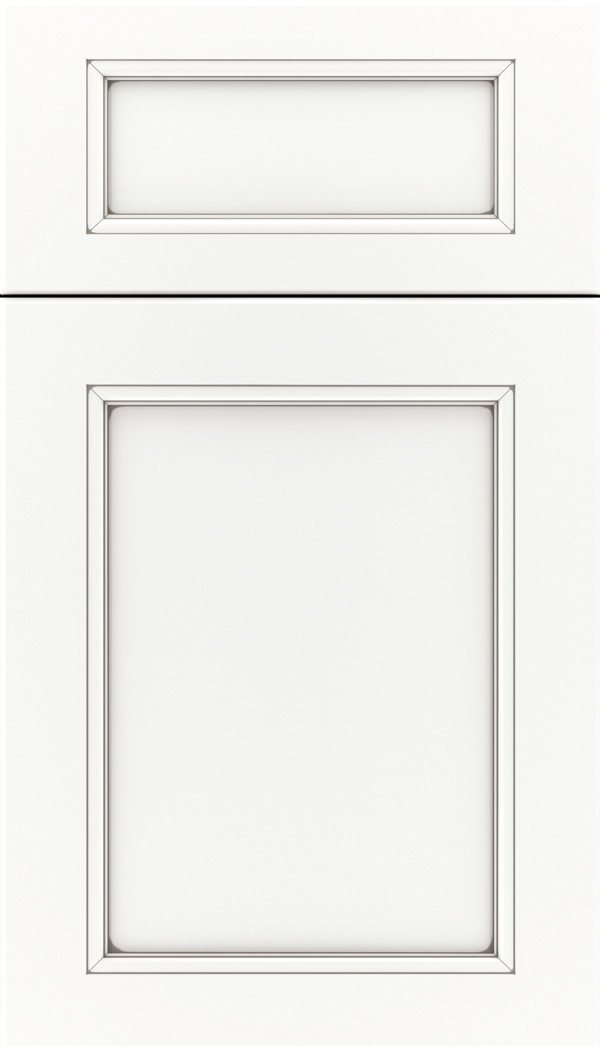 Templeton 5pc Maple recessed panel cabinet door in Whitecap with Pewter glaze